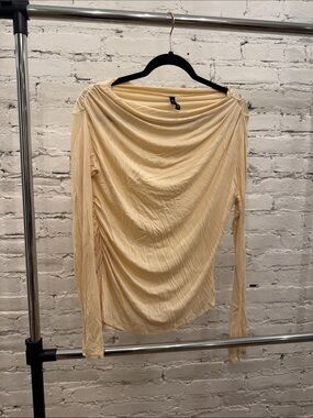 Divided Cream Draped Long-Sleeve Top